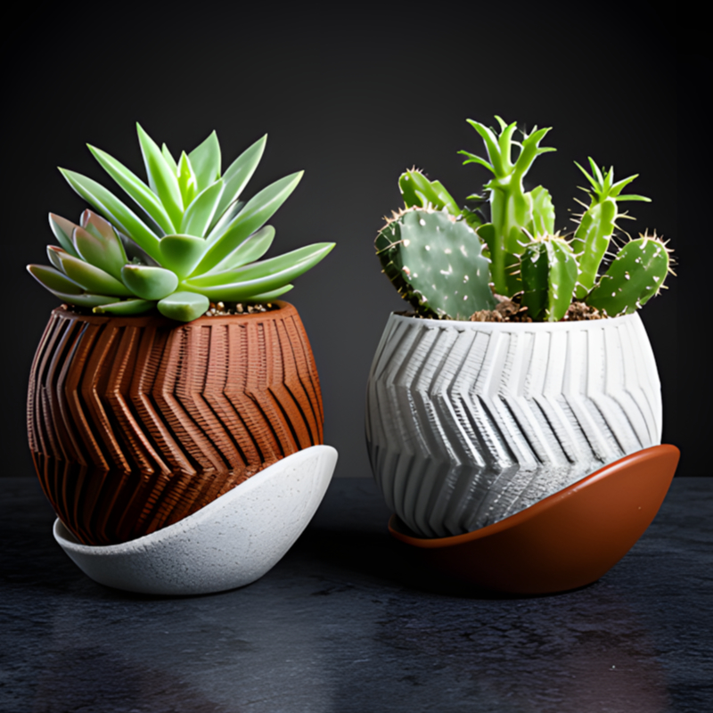 ZigZag Skulent Kaktüs Saksısı 2'li Set - Görsel 4